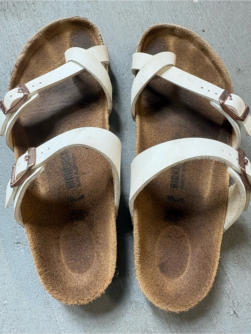 Birkenstock White Cross-Strap Footbed Sandals